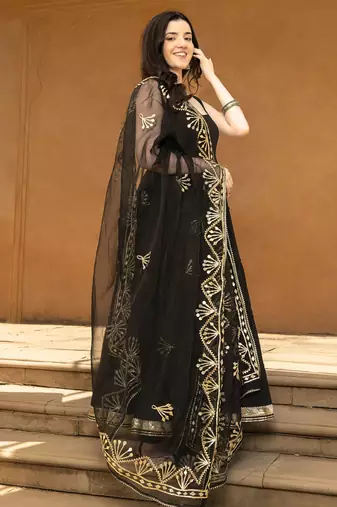 Black viscose rayon kurta-sets