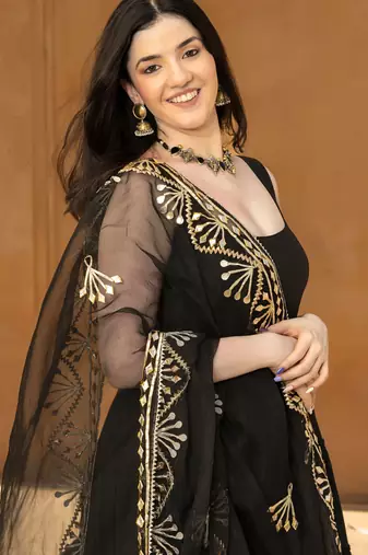 Black viscose rayon kurta-sets