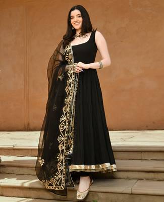 Black viscose rayon kurta-sets 5