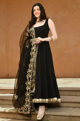 Black viscose rayon kurta-sets