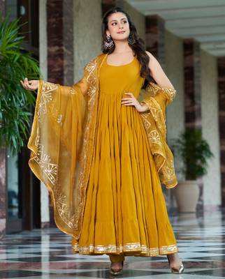 Yellow viscose rayon kurta-sets 1