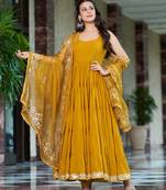 Yellow viscose rayon kurta-sets