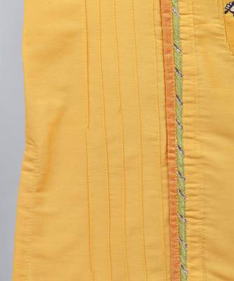 Yellow printed cotton silk Boy's Kurta Pyjama 4
