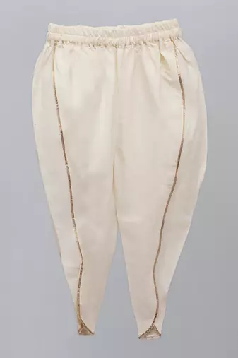 Yellow printed cotton silk kurta pyjama