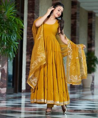 Yellow viscose rayon kurta-sets 2
