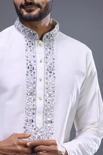 White silk kurta patiala for men's