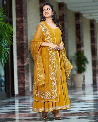 Yellow viscose rayon kurta-sets 3