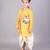 Yellow printed cotton silk kurta pyjama