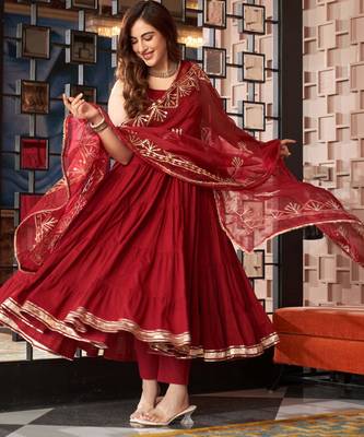 Maroon viscose rayon kurta-sets 2