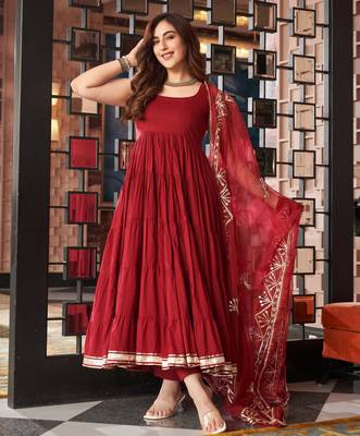 Maroon viscose rayon kurta-sets 3