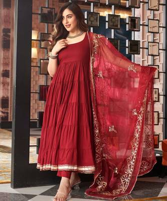 Maroon viscose rayon kurta-sets 4