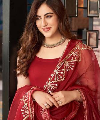 Maroon viscose rayon kurta-sets 5