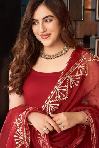 Maroon viscose rayon kurta-sets