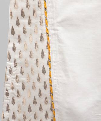 White embroidered cotton silk Boy's Kurta Pyjama 3