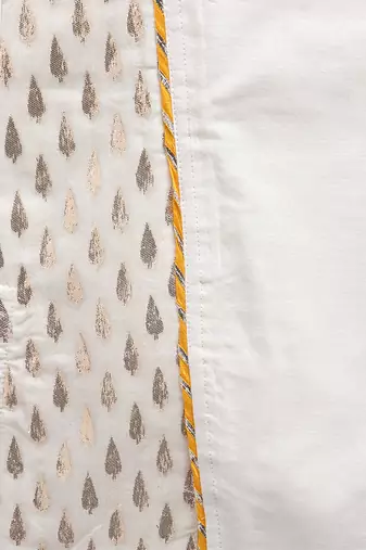 White embroidered cotton silk Boy's Kurta Pyjama