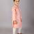 Peach printed cotton silk kurta pyjama