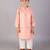 Peach printed cotton silk kurta pyjama