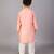 Peach printed cotton silk kurta pyjama