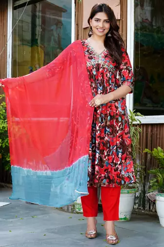 Multicolor viscose rayon kurta-sets