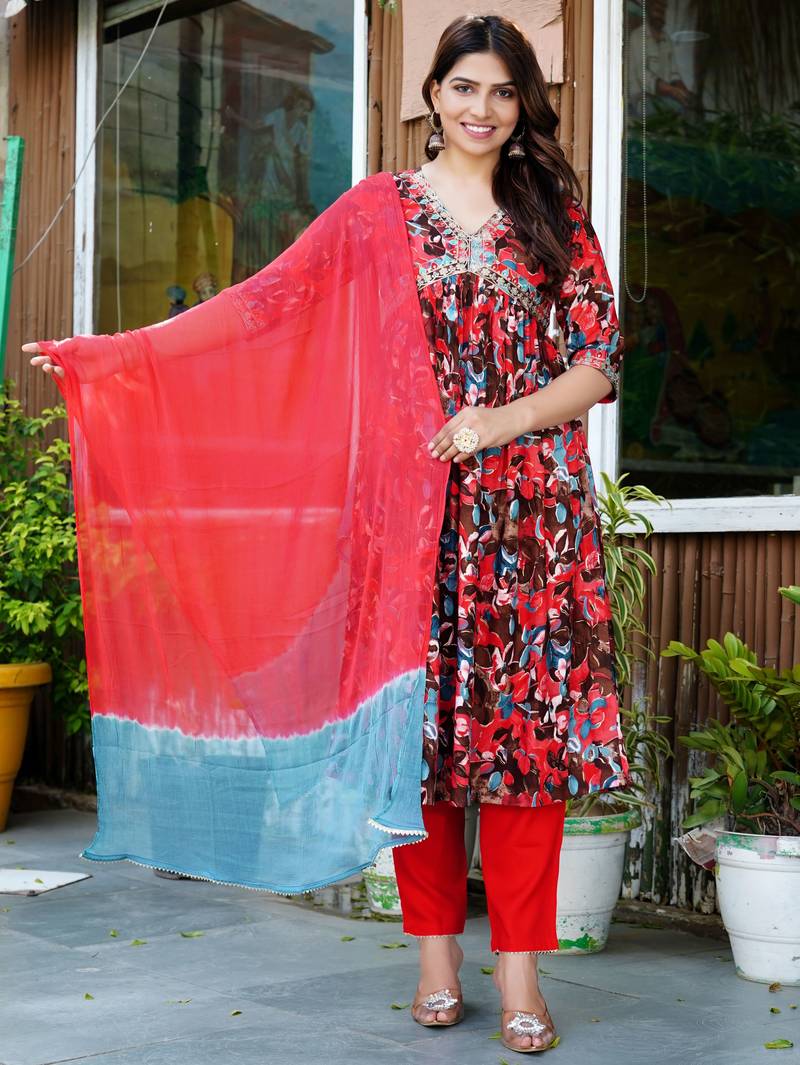 Multicolor viscose rayon kurta-sets