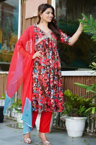 Multicolor viscose rayon kurta-sets
