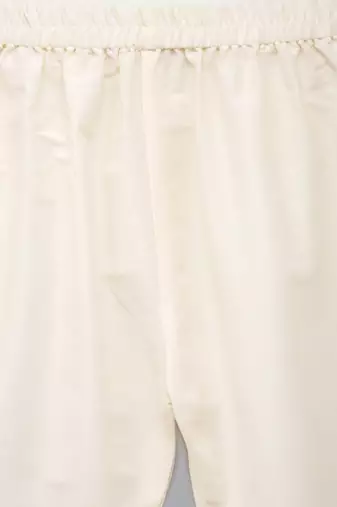 Yellow printed cotton silk kurta pyjama