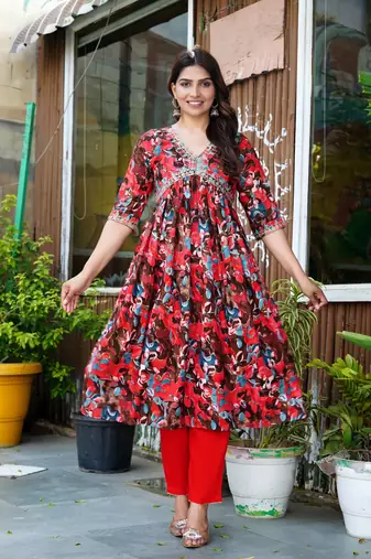 Multicolor viscose rayon kurta-sets