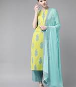 Green viscose rayon kurta-sets