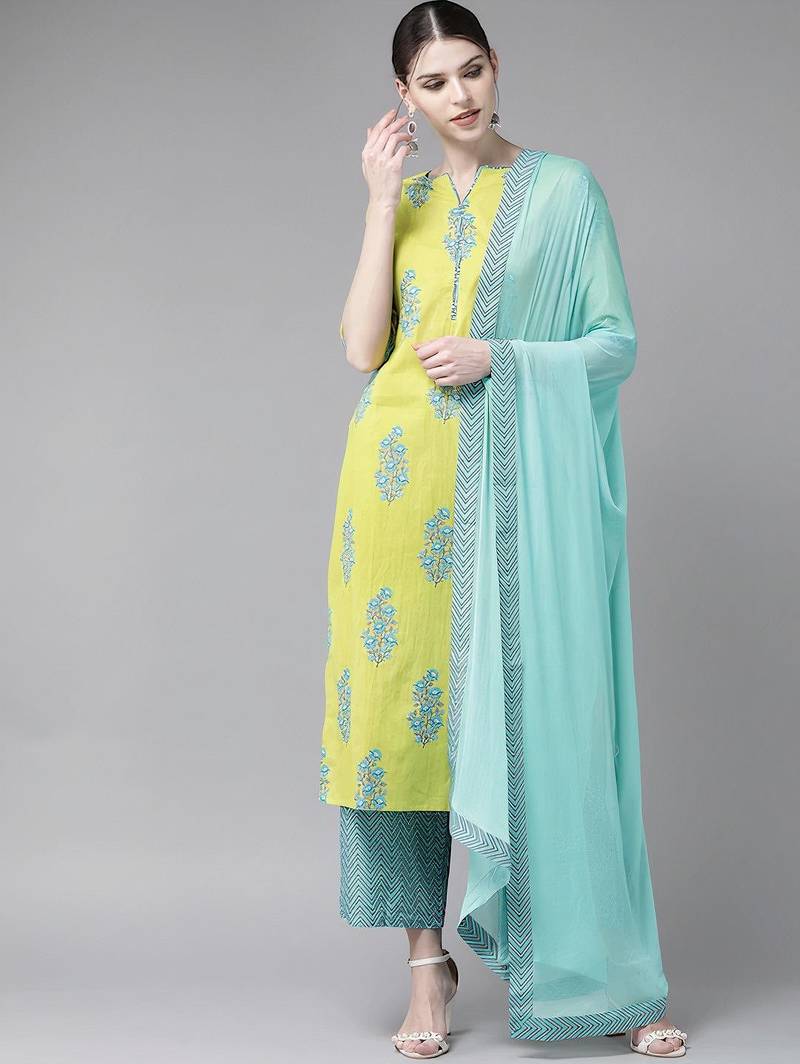 Green viscose rayon kurta-sets