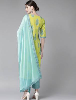 Green viscose rayon kurta-sets 2