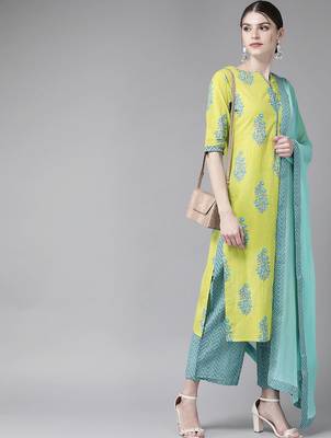 Green viscose rayon kurta-sets 3
