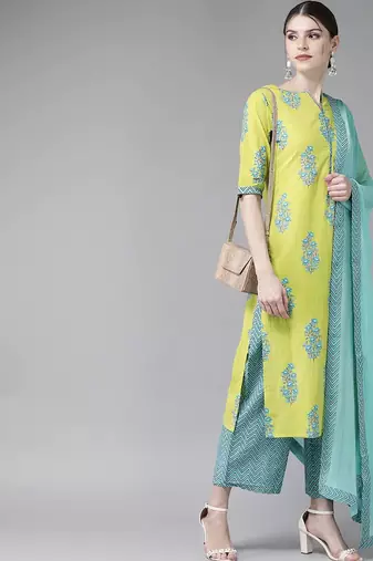 Green viscose rayon kurta-sets