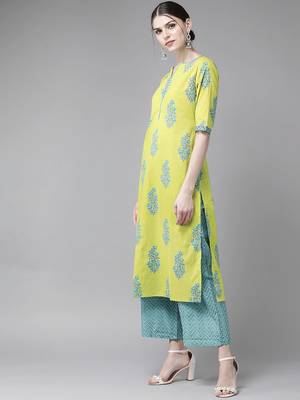 Green viscose rayon kurta-sets 4