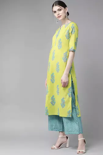 Green viscose rayon kurta-sets