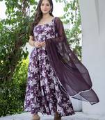 Purple viscose rayon kurta-sets