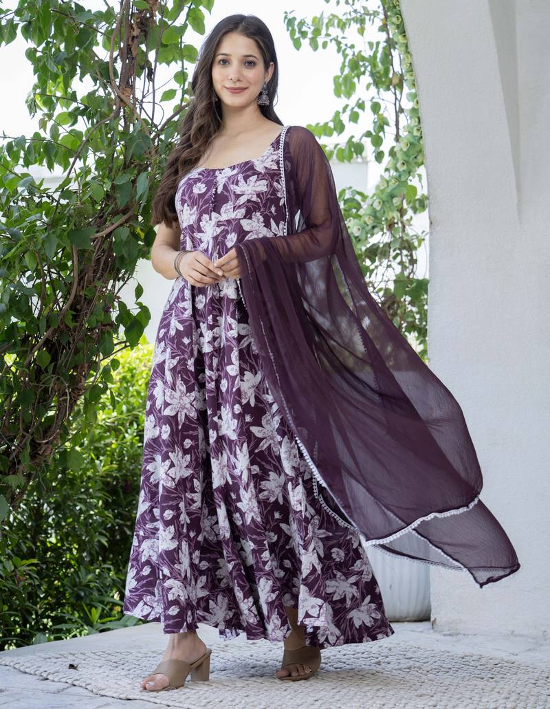Purple viscose rayon kurta-sets