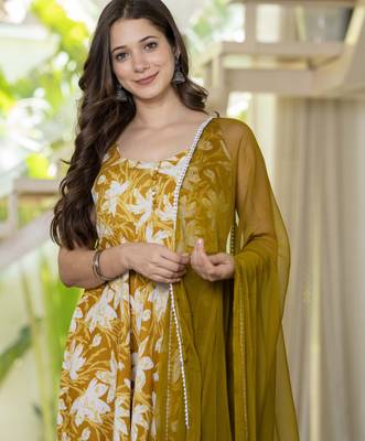 Yellow viscose rayon kurta-sets 2