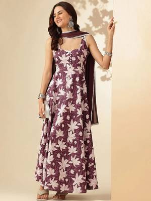 Purple viscose rayon kurta-sets 1