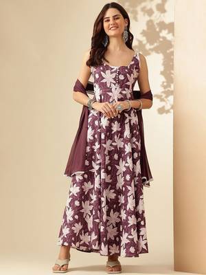 Purple viscose rayon kurta-sets 5