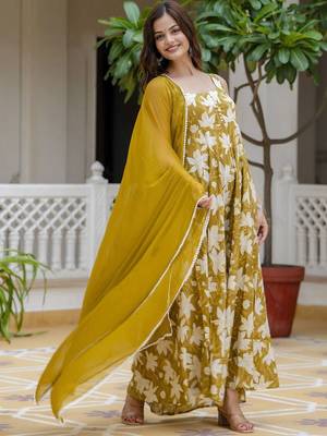 Yellow viscose rayon kurta-sets 1