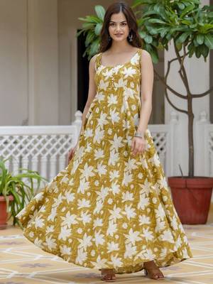 Yellow viscose rayon kurta-sets 4