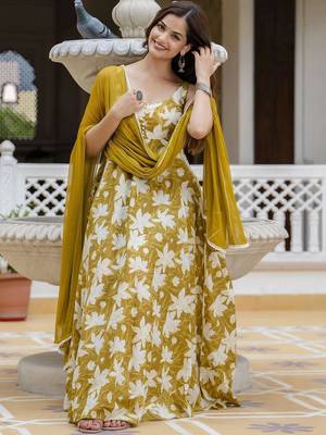 Yellow viscose rayon kurta-sets 5
