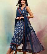 Blue viscose rayon kurta-sets