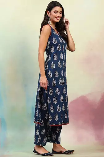 Blue viscose rayon kurta-sets