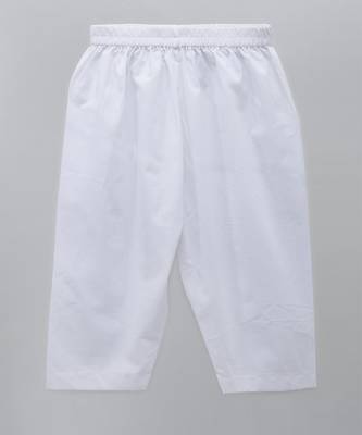 White printed cotton Boy's Kurta Pyjama 3