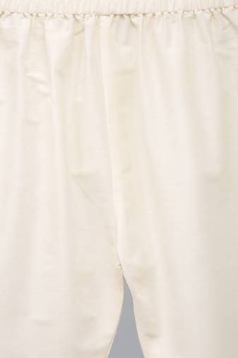 Blue printed cotton silk kurta pyjama