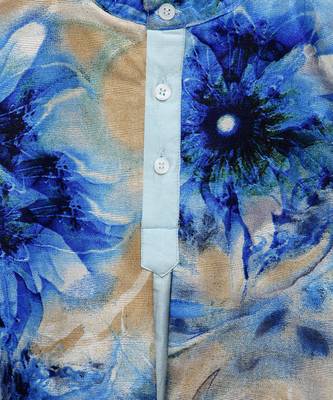 Blue printed cotton silk Boy's Kurta Pyjama 3