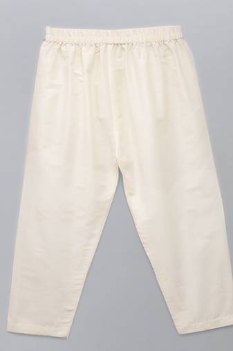 Red printed cotton silk kurta pyjama