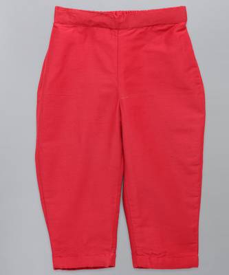 Red embroidered cotton silk Boy's Bandhgala and Pant 4