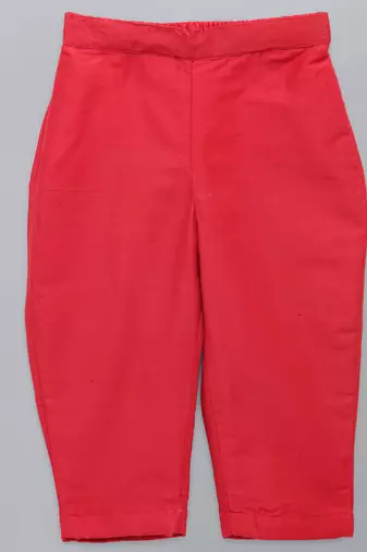Red embroidered cotton silk Boy's Bandhgala and Pant
